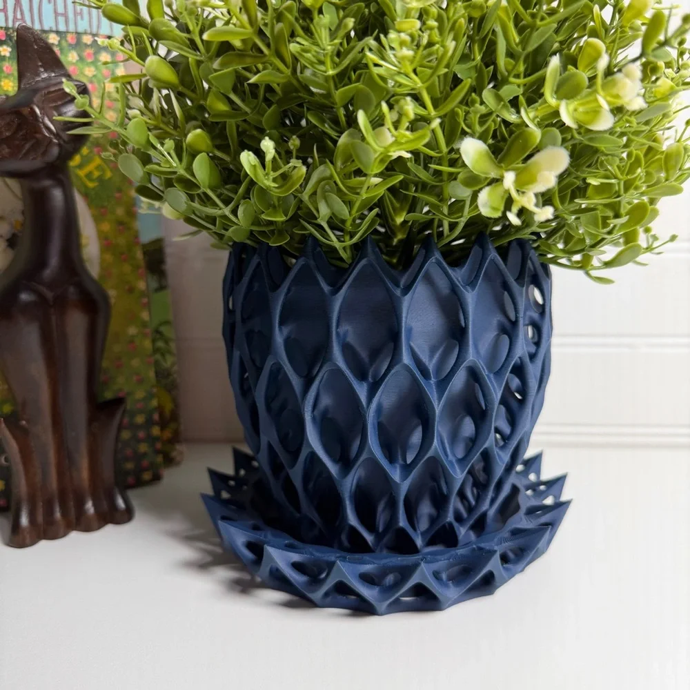 Invader Planter Pot, Small Indoor Flower Pot, Modern Planter with Saucer